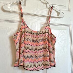 Princess Vera Wang Coral Chevron Tank Top Cropped Boho Cami Size M